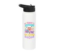 Crochet Book Lover Tiny Stitches Big Stories Extra Coffee Stainless Steel Insulated Water Bottle