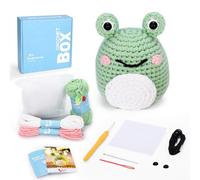 CROCHET BOX Complete Crochet Kit for Beginners, Frog Crochet Kit | Crochet Kit Starter Set with Soft Yarn, Easy-to-Follow Instructions and Video Tutorials, Birthday Gift for Adults