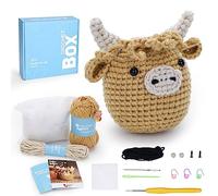 Crochet Box Complete Crochet Kit for Beginners - Highland Cow Crochet Kit, Include Video Tutorial, Instruction, Soft Yarn, Birthday Gift for Adults.