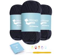 CROCHET BOX Cotton Nylon Blend Yarn - 3 PCS, Black, 50g, 55Yards, Easy Stitches, Beginner Friendly