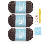 CROCHET BOX Cotton Nylon Blend Yarn - 3 PCS, Brown, 50g, 55Yards, Easy Stitches, Beginner Friendly