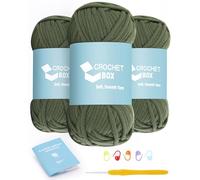 CROCHET BOX Cotton Nylon Blend Yarn - Army Green, 50g, 55Yards, Easy to See Stitches, Beginner Friendly