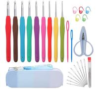 CROCHET BOX Crochet Hooks Set, 9 Size 2mm-6mm Ergonomic Handles Crochet Hooks with Case for Arthritic Hands, Kintting Needle with Crocheting Tool for Crocheters
