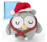 CROCHET BOX Crochet Kit for Beginners Adults - Christmas Owl Starters Crochet Kit, Beginners Crocheting Kitting for Adults Kids, Craft Gifts with Crochets Yarns, Hook, Step-by-Step Video, Instruction