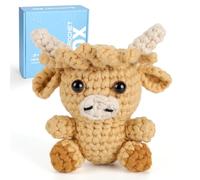 Crochet Box Crochet Kit for Beginners, Highland Cow, Easy Crochet Stuffed Animals, Amigurumi Gift for Adults and Kids (12 Years Old), Knitting Kit with Yarn Hook, Stitch for Stch, Video Tutorial