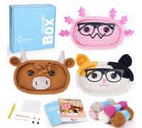 CROCHET BOX Crochet Kits for Beginners Adults, Glasses Holder Eyeglass Complete Crochet Starter Set with Soft Yarn, Easy-to-Follow Instructions and Video Tutorials, Birthday Gift for Kids