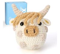 CROCHET BOX Crochet Kits for Beginners Adults, Polka Dot Highland Cow Complete Crochet Starter Set with Soft Yarn, Easy-to-Follow Instructions and Video Tutorials, Birthday Gift for Kids