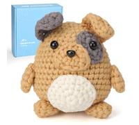 CROCHET BOX Crochet Kits for Beginners Adults, Pug Complete Crochet Starter Set with Soft Yarn, Easy-to-Follow Instructions and Video Tutorials, Birthday Gift for Kids