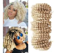 Crochet Braids 2 x Curling Wand Curls 8 Inch Jamaican Twisted Blonde Crochet Hair for Black Women (27/613) 3 Packs