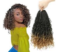 Crochet Braids 8 Packs Hair Extensions 12 Inch Boho Braids Extensions Hair with Curly Ends Goddess Braid Extensions Hair Crochet Hair Extensions for Black Women (1B/27#)
