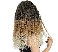 Crochet Braids Hair Extensions 8 Packs 18 Inch Pre-Looped Crochet Hair Extensions for Black Women Box Braid Boho Braid with Curly Ends Goddess Braids Extensions Hair(1B/27/613#)