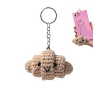 Crochet Bread Keychain - Handmade Yarn Key Accessory, Comedic Bag Trinket | Compact Crochet Toy with Soft Texture, Decorative Keychain for Students, Ofice Giifts and Travel Backpack Esentials