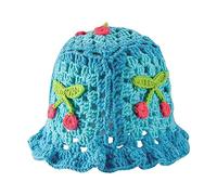 Crochet Bucket Hat for Women,Handmade Flower Knitted Hat,Foldable Floppy Beach Hat Sun Hat,Fashion Winter Crochet Bucket Hat, Blue, One Size