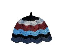 Crochet Bucket Hat for Women Knit Cap Handmade Foldable Floppy Beach Hat Fashion Cute Striped Fishing Hat Hut for Men (Dark Blue, M)