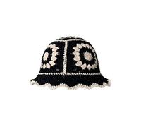 Crochet Bucket Hat for Women Knit Cap Handmade Foldable Floppy Beach Hat Fashion Cute Striped Fishing Hat Mens Beach Hat (Black, M)