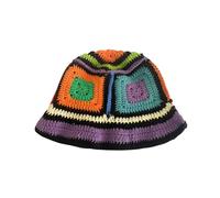Crochet Bucket Hat for Women Knit Cap Handmade Foldable Floppy Beach Hat Fashion Cute Striped Fishing Hat Fishing Cap Men (Purple, M)