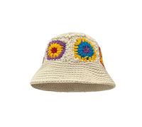 Crochet Bucket Hat for Women Knit Cap Handmade Foldable Floppy Beach Hat Fashion Cute Striped Fishing Hat Fishing Cap Men (BG1, M)