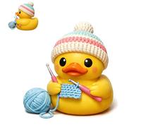 Crochet Buddy Duck - Perfect for Yarn Lovers, Positive Affirmation Companion Crochet Ducks, Mini Resin Duck Desk Decor, Whimsical Small Ducks Ornament, for Knit Enthusiasts and Crafters (1pc)