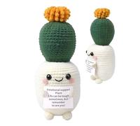 Crochet Cactus - Emotional Crochet Support, Delicious Handmade Succulents | Positive Knitting Toys Made of Wool Yarn with Encouragement Paper, Flower Pot