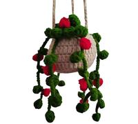 Crochet Car Accessories Cute Crochet Plants for Car Crochet Hanging Plant for Car Rear View Knited Potted Plants Car Hanging Ornament for Car Decoration/380