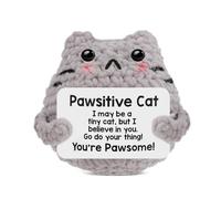 Crochet Cat Easter Basket Stuffers Positive Crochet Birthday Gifts for Women Mum Grandma Dad Grandpa Daughter Son Uncle Aunt Friends, Mini Crochet Cat Handmade Knitted Gift For Women