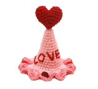 Crochet Cat Hat | Valentine's Day Love Heart Adjustable Pet Headwear | Red Love Hearts Headwear,for Cats Dogs Puppy Kitten Birthday Holiday Dress up Small Medium Breeds