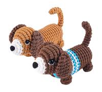 Crochet Cat Kit for Beginners Amigurumi Crochet Animal Kit Step-by-Step Video Tutorials Complete Starter Kit for Adults Kids DIY Crochet kit Craft Gift for Birthday Christmas New Year (2Pcs Dachshund)