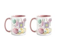 Crochet Ceramic Mug - 2 Pieces Yarn Hooks Knitting Tools Drinking Cup - Love Crocheting Accent Mug, Anti-Slip Handle, for Both Hot and Cold Drinks, Suitable for Home, Office, School, and Restaurant