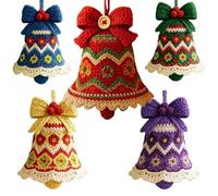 Crochet Christmas Bell Ornament, DIY Crochet Christmas Bell Ornament Kit, Hand-Knitted Santa Claus Bells Decoration, Perfect Beginner Craft Kit, for Festive Gift, Crafts Lovers