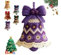 Crochet Christmas Bell Ornament Kit, DIY Holiday Craft Kit for Beginners, Handmade Tree Decor Supplies, Yarn & Instructions for Festive DIY Gifts (F)