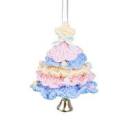 Crochet Christmas Ornaments,Holiday Decor Knitting Christmas Tree Pendant with Bell - Home Decoration for Living Room Mantelpiece Windowsill Bookshelves Bedroom Desk Holiday