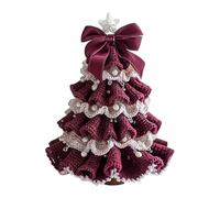 Crochet Christmas Tree - 6cm Cotton Yarn Ornament, Handmade Holiday Decoration, Mini Festive Crochet Figurine | Cute Seasonal Display for Table Desk Mantelpiece Windowsill Bedroom Party Holiday Decor
