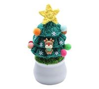 Crochet Christmas Tree, Christmas Tree Desktop Decoration - Knitted Pot Tree Table Decoration with Deer | Crafts for Indoor Kitchen Home Tiered Tray Decor