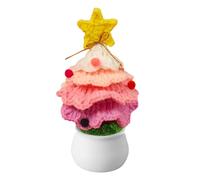Crochet Christmas Tree Knitted Handmade Potted Plants Artificial Christmas Tree for Home Office Desk Decor, DIY Crochet Small Cute Stuff Gifts for Women Bestie Girls Friends Mum, Pink