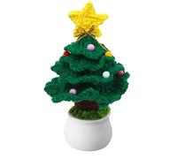 Crochet Christmas Tree Knitted Handmade Potted Plants Artificial Christmas Tree for Home Office Desk Decor, DIY Crochet Small Cute Stuff Gifts for Women Bestie Girls Friends Mum, Green