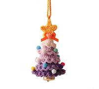 Crochet Christmas Tree Ornament Mini Size Handmade with Soft Yarn, Includes Bell and Bow Tie, Suitable for Hanging on For Car Rearview Mirror and Home Decor (Deep purple)