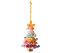 Crochet Christmas Tree Pendant, DIY Knitted XMAS Tree Ornaments with Bell for Home Decoration Table Centerpiece Windowsill Bedroom Living Room