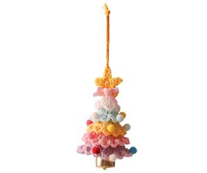 Crochet Christmas Tree Pendant, DIY Knitted XMAS Tree Ornaments with Bell for Home Decoration Table Centerpiece Windowsill Bedroom Living Room