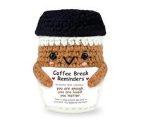 Crochet Coffee Gifts for Coffee Lovers, Positive Animal Espresso Cozy, Handmade Gift for Women Men, Home Office Desk Decor Emotional Support Encouragement Little Reminders Gift