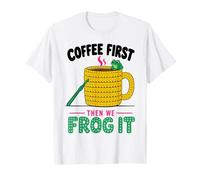 Crochet Coffee Lover Frog Humor Yarn Cozy Crafting Saying T-Shirt
