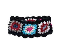 Crochet Colorful Bandana Knitted Hair Kerchief Tie Back For Head Wrap Color Matching Pastoral Turban For Girls Photo Crochet Hairband Women Acrylic Fibres Hairband With Cute Pattern Rectangle