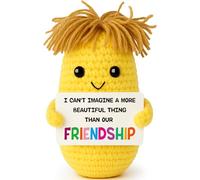 Crochet Corn Plush Friendship Gift - “I Can’t Imagine a More Beautiful Thing Than Our Friendship” Cute Handmade Toy for Best Friend, Coworker, or BFF - Funny Positive Affirmation Desk Decor