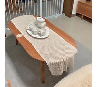 Crochet Cotton Tablecloth - Elegant Rectangular Doilies For Bedroom Nightstand & Dresser, Table Cover Protector, Perfect For Home Decor Beige 15x47inch