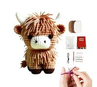 Crochet Craft Kit - 8 Inch Cow Doll Set, DIY Crochet Kit for Enthusiasts, Premium Yarn with Step-by-Step Guide, Creative Hobby Kits, Handmade Cow Plush for Men and Women