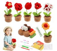 Crochet Craft Kit - Visual Flower Weaving, Yarn Tools For Beginners | DIY Crochet Activity With Pattern Orientation, Gift Ready Flowers Set For