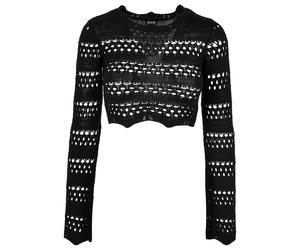 Crochet crop sweater for women Urban Classics Noir 4XL