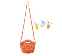 Crochet Crossbody Bag For Women Handmade Boho Woven Cotton Shoulder Purse Small Summer Beach(Orange)