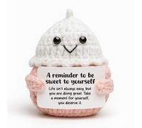 Crochet Cupcake Self Care Gift for Women, 'Be Sweet to Yourself' Encouragement Present, Mental Health & Positive Affirmation Desk Reminder, Thinking of You Care Package Item for Friend, Student