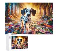 Crochet Dalmatian Forest Rug Puzzle for Adults, 1000 PCS, Illustrated Jigsaw Edition, An Engaging Indoor Activity for Quiet Evenings