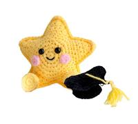 Crochet Desk Buddy - Graduation Star Plush Ornament, Funny Handmade Gift | Cute Knitted Figure With Card, Motivational Decoration Bedroom Study Room Car Bookshelf Desk Middle High School University